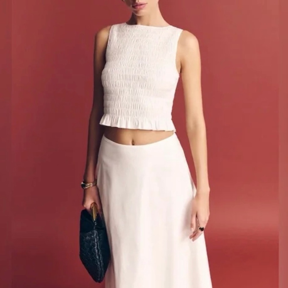 Reformation Laguna Two Piece In White, brand new, never worn, no flaws.